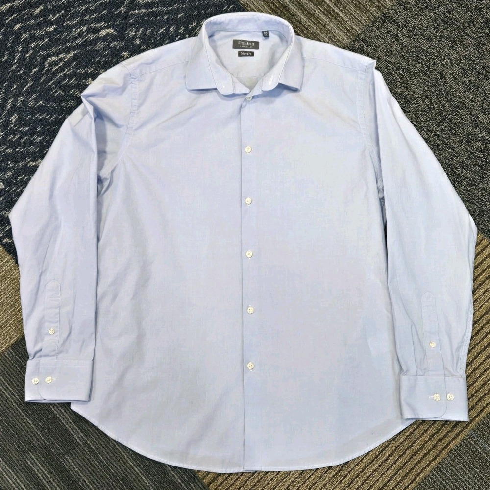 Simon Banks Dress Shirt Mens Size 16.5 L Tailore Fit Long Sleeve Button Up Blue